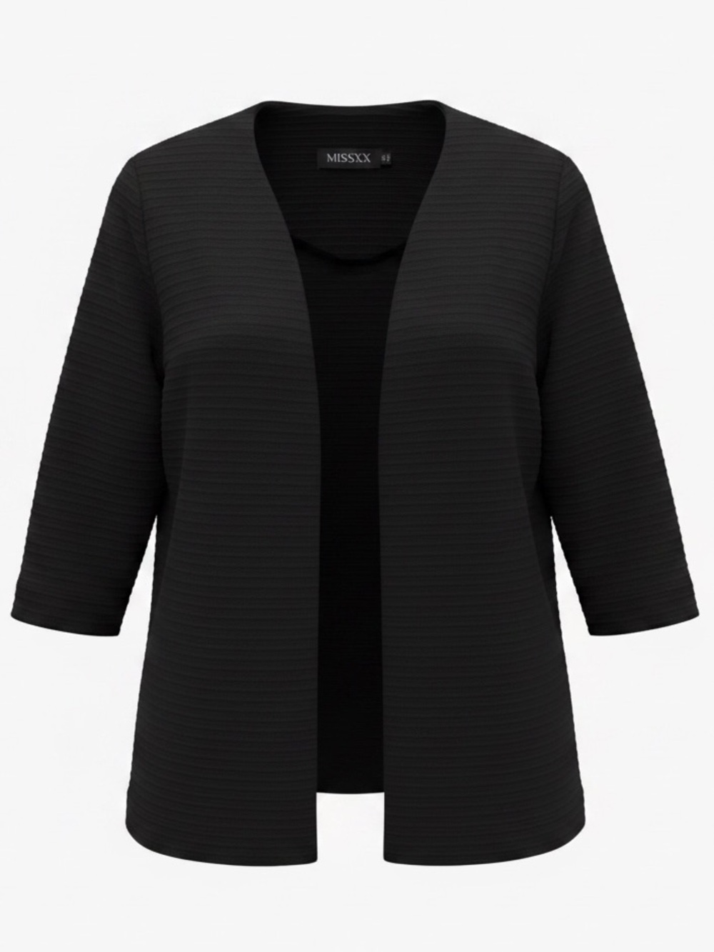 Misook Black Ribbed Knit Jacket Open Front Blazer XL